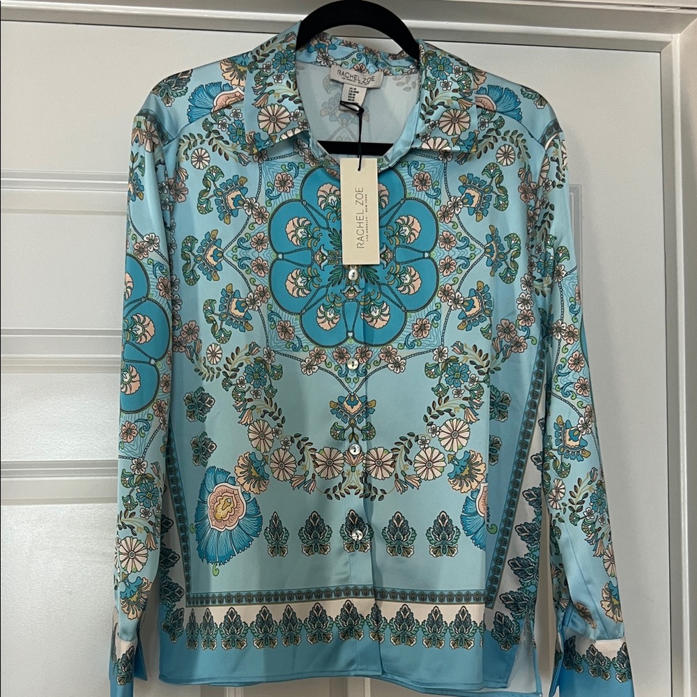 NEW WITH TAGS Rachel Zoe floral patterned silky blouse